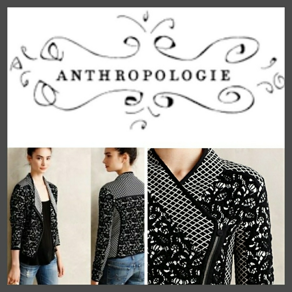 Anthropologie Moth Jacquard Moto Cardigan Sweater